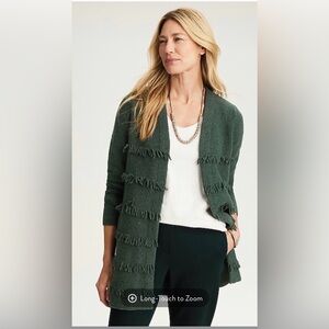 J. Jill Forest Green Fringe Cardigan New with Tags Size L